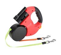 Dual Dog Retractable Lead, Double-Headed Pet Walking Rope with LED Light, Red