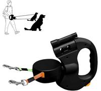 Dual Dog Retractable Leash, No Tangle Double Dog Leash for Two Dogs 360 Swivel with Poop Bag Holder Reflective for Medium Large Dogs (Black)