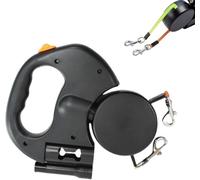 Dual Double Retractable Dog Lead and Leash for 2 Small Dogs - 10m Extendable 360° Tangle-Free with LED Light, One Button Control Break & Lock, Reflective Nylon Heavy Duty for Tangle Control (Black)