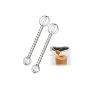 Dual-End Miso Whisk Muddler, Food Grade Stainless Steel Mini Stirring Stick, Practical Japanese Cooking Gadget for Blending Miso Paste, Egg Liquid and Condiments (Silver,2PCS)