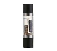 Dual-End Salt and Pepper Grinder Set - 2-in-1 Manual Spice Mill with Adjustable Ceramic Blades, Stainless Steel Body for Sea Salt, Black & White Pepper, Sichuan Peppercorns (Black Plastic)