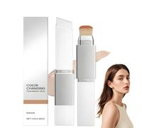 Dual-Ended 2 in 1 Foundation Stick - Color Changing Matte Base with Built-In Brush, Lightweight Hydrating Collagen Formula for Flawless Natural Coverage, Ideal for Korean Makeup Looks (Natural)