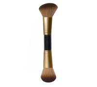 Dual-Ended Blush & Bronzer Makeup Brush - Angled Contour and Fluffy Blending Brush for Face, Cheeks & Jawline - Soft Vegan Bristles for Natural Flush & Sun-Kissed Glow