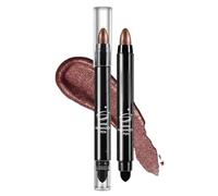 Dual-Ended Bronze Glitter Metallic Cream Eyeshadow Stick With Tapered Tip And Sponge Blender For Defined Eye Looks - Waterproof Long-Lasting High Shimmer Formula For Everyday Wear And Makeup