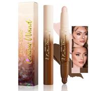 Dual-Ended Contour Stick For Sculpting & Highlighting - Creamy Blendable Waterproof Formula With Two Shades For Face Definition, Matte Finish Long-Lasting Makeup Essential Kit
