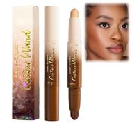 Dual-Ended Cream Contour & Highlighter Stick 2-in-1 - Waterproof,Long-Lasting Sculpting & Bronzer Stick for Cool Toned Contour,Full Coverage Concealer for Face,Body & Mature Skin,24-Rich