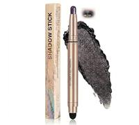 Dual-Ended Cream Eyeshadow Stick in Intense Midnight Black - Waterproof Smudge-Resistant Shimmer Eyeshadow with Brush, Long-Lasting High-Pigmented Formula for Professional & Everyday Look
