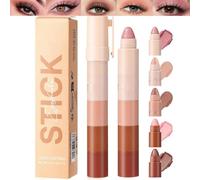 Dual-Ended Cream Eyeshadow Stick, Pink Shimmer and Deep Brown, 4 g | Rounded tips with removable caps, for application to eyelids and face, daily make-up, travel, highlighting and definition