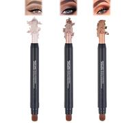 Dual-Ended Cream Eyeshadow Stick with Brush, 2-in-1 Waterproof Creamy & Shimmer Eye Shadow for Mature & Sensitive Skin