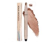 Dual-Ended Cream Eyeshadow Stick with Built-in Blending Brush - Metallic Shimmer & Waterproof Highly Pigmented Bronze Shadow for Easy Application, Long-Lasting Wear & Touch-Ups