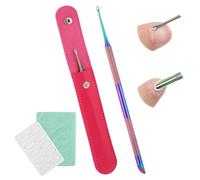Dual Ended Cuticle Remover, Pre-treatment Cuticle Pusher with Loop Cuticles Pusher Removing, Stainless Steel Cuticles Nail Tool with Grit Nails Files, Russian Prep Nail Pushers for Salon home use