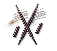 Dual-Ended Eyebrow Pencil With Spoolie Brush For Filling Shaping And Grooming - Light Brown And Grey Shades For Defined Natural-Looking Brows Retractable Slim Barrel For Precision Application