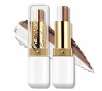 Dual-Ended Eyeshadow Stick 2-Color Shimmer Eyeshadow & Eyeliner Pencil, Waterproof Smudge-Proof Long-Lasting Gradient Cream Pen for Highlight and Contour (White & Rose Copper)