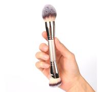 Dual-Ended Foundation Brush: Round & Angled Pro-Grade makeup brushes, 100% Vegan Synthetic Makeup Brush for Flawless Blending and Application of Liquid, Powder, Cream, Blush