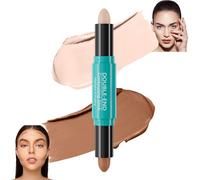 Dual-Ended Highlight & Contour Stick,Contour Stick With Contouring Shade And Highlighter,Face Shaping Cream Contour Concealer Bronzer Stick,2 Color Makeup Kit For Color Corrector Contouring Makeup