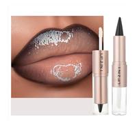 Dual-Ended Lip Liner & Gloss in Smoky Mauve Brown - Matte Crayon with Sheer Gloss for Defined Plump Lips & Long-Lasting Hydration, Natural-Looking Kit for Everyday and Evening Wear, 2-in-1 Lipstick