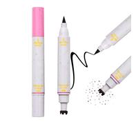 Dual-Ended Liquid Eyeliner and Stamp Pen for Precise Eye Makeup - Black Felt Tip and Multi-Pronged Stamp for Natural-Looking Facial Detail Enhancement, Compact Design Ideal for Daily Use and Touch-Ups