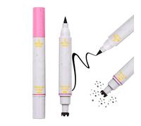Dual-Ended Liquid Eyeliner & Freckle Stamp Pen - Multi-Lobed Stamp & Fine Felt Tip for Makeup Enthusiasts, Long Lasting Waterproof Gel Pencil for Natural & Precise Eye Lining in Espresso Brown