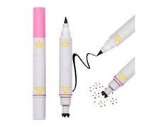 Dual-Ended Liquid Eyeliner Pen with Freckle Stamp Tool - White Speckled Design for Precise Eye Lines and Natural Facial Detailing Makeup, Waterproof Smudge-Proof Felt Tip Applicator, Long Lasting