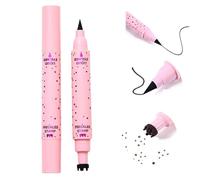 Dual-Ended Liquid Eyeliner & Stamp Pen For Precise Definition & Natural Detailing - Waterproof Makeup Tool With Fine Tip & Multi-Pronged Stamp Head For Playful Or Natural-Looking Styles