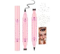 Dual-Ended Makeup Applicator With Liquid Eyeliner And Freckle Stamp In Portable Pink Design - Fine-Tipped Black Liner For Precise Lines And Brown Stamp For Natural Face Dots And Face Painting