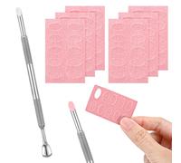 Dual Ended Nail Cuticle Pusher with 180 Self-adhesive Grit Sandpaper Sheets Replaceable Refill Nails Pre, Dual Ended Cuticle Remover for Manicure Pedicure Nail Art