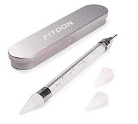 Dual-Ended Nail Rhinestone Picker Dotting Pen with Extra 2 Wax Head, FITDON Wax Tip Pencil for Jewel Gems Crystals Studs Pickup, Clear