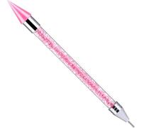 Dual-Ended Rhinestone Picker Dotting Pen for Nail Art - Wax Pencil with Pink Handle, Perfect for Picking Up Jewel Gems, Crystals and Studs