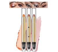 Dual-Ended Shimmer Eye Shadow Sticks With Sponge Applicators, 3-Pack | Copper-Orange, Bronze-Brown And Rose-Pink Metallic Shades, Clear End Caps, For Daily Make-Up And Layered Evening Looks