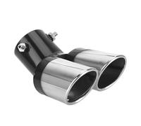 Dual Exhaust Pipes Car Decoration Chrome Tail Pipe Universal Exhaust Trim Muffler Stainless Steel Curved Double Outlet(Double)