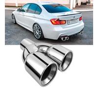 Dual Exhaust Tip,2.5" Inlet 3.5" Outlet 9.5" Length Punta De Escape Para Carro Polished Stainless Double Wall Slant Cut Exhaust Tailpipe Tip Compatible with M2 M3 Dodge Challenger Ford Mustang F-150