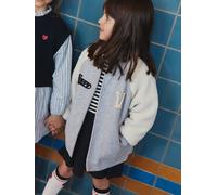 Dual-Fabric Bomber Jacket with Sherpa Sleeves for Girls marl grey