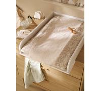 Dual Fabric Changing Mattress Cover in Cotton Gauze/Towelling printed beige