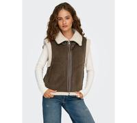 Dual Fabric Waistcoat in Sherpa/Velour Brown