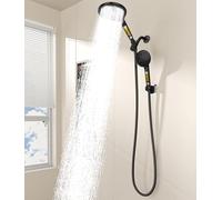 Dual Filtered Shower Heads Combo, High Pressure Rain Shower Head with Handheld Spray Built-in Power Wash, Dual Handheld Shower Head for Hard Water, Remove Chlorine for Healthier Skin-Black