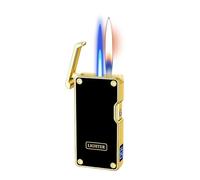 Dual Flame Lighter, Windproof and Butane Rechargeable, Multiple Ignition Methods, Transparent Gas Chamber, Ideal for Indoor and Outdoor Use, Great Gift for Men