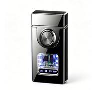 Dual-Flame Lighter with Five Ignition Modes - Voice, Airflow, Vibration, Button Activation, Windproof, Butane Refillable