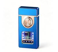 Dual-Flame Lighter with Five Ignition Modes - Voice, Airflow, Vibration, Button Activation, Windproof, Butane Refillable
