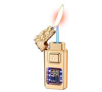 Dual-Flame Lighter with Multiple Ignition Methods, Transparent Air Window, Portable and Refillable for Camping, Candles, Gifts - Perfect for Outdoor Activities