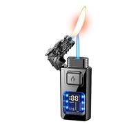 Dual-Flame Lighter with Multiple Ignition Methods, Transparent Air Window, Portable and Refillable for Camping, Candles, Gifts - Perfect for Outdoor Activities