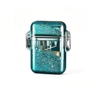 Dual-flame, quicksand, windproof, refillable lighter Durable metal construction Transparent fuel tank Adjustable flame size Perfect for outdoor use and as a gift (fuel not included)(Green3)