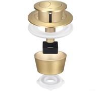 Dual Flush Toilet Cistern Push Button Replacement for Fluidmaster PRO550UK Skylo SKY005, ABS Tank Actuator with Adapter Ring, 20mm-60mm Aperture(Gold+Ring)
