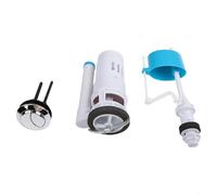 Dual Flush Toilet Cistern Repair Kit with Push Button, Water Saving Fill Valve System for Built-in Tanks, White PP Plastic and Stainless Steel Replacement Parts