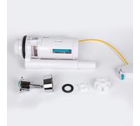 Dual Flush Toilet Cistern Valve with Chrome Push Button for 0.5" and 2" Outlet, Adjustable Overflow Pipe 18.5-33cm, ABS White Tank Mecha