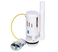 Dual Flush Valve Push Button for Toilet Cistern, Chrome Oval Replacement with 27.5cm Cable, Adjustable Overflow Pipe 18.5-33cm, Fits 0.5 and 2 Inch Outlets, White ABS Material