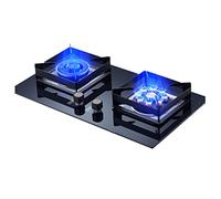 Dual Fuel Gas Stove Cooktop Double Burners, Easy to Clean Tempered Glass Built-in Gas Hob LPG/NG, Ideal for Kitchen, RV, Camping