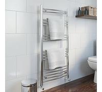 Dual Fuel Heated Towel Rail Chrome Designer Curved Thermostat Electric 1200x600
