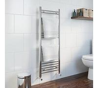 Dual Fuel Heated Towel Rail Chrome Designer Flat Manual Electric 1200x450mm