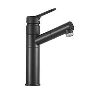 Dual Function Bathroom Faucet with Pull-Out Sprayer Black Sink Mixer Tap for Lavabo Modern Design Easy Installation Water-Saving Chrome Finish