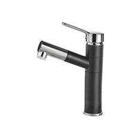 Dual Function Bathroom Sink Faucet with Pull-Out Sprayer - Black & Chrome Mixer Tap for Lavatory - Modern Design Easy Installation Water-Saving